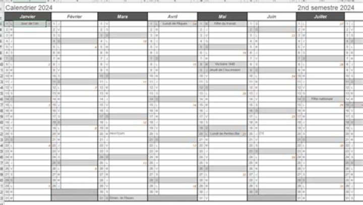 Calendrier 2024 Excel : modèle vierge gratuit !