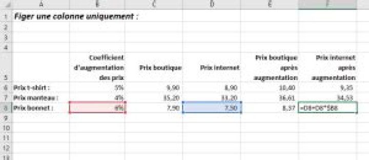 Excel : bloquer une cellule avec $ (raccourci)