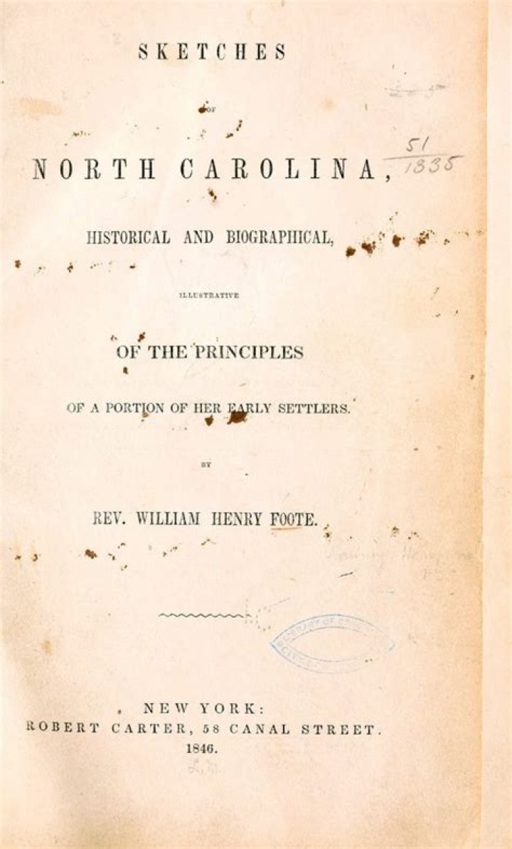 Excerpt from William Henry Foote’s Sketches of North Carolina (ca. 1804)
