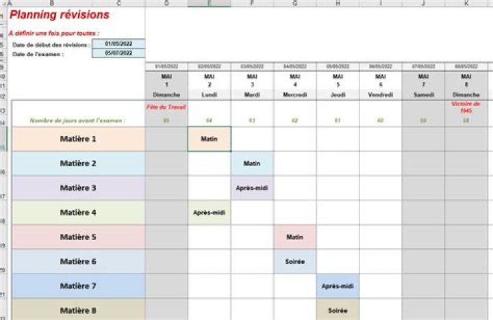 Planning révisions Excel gratuit : organisez votre temps